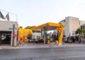 Yafo, Israel - June 12, 2019: Branch of Paz gas station in Tel Aviv. Paz is an Israeli fuel provider and the country's largest gas station chain.